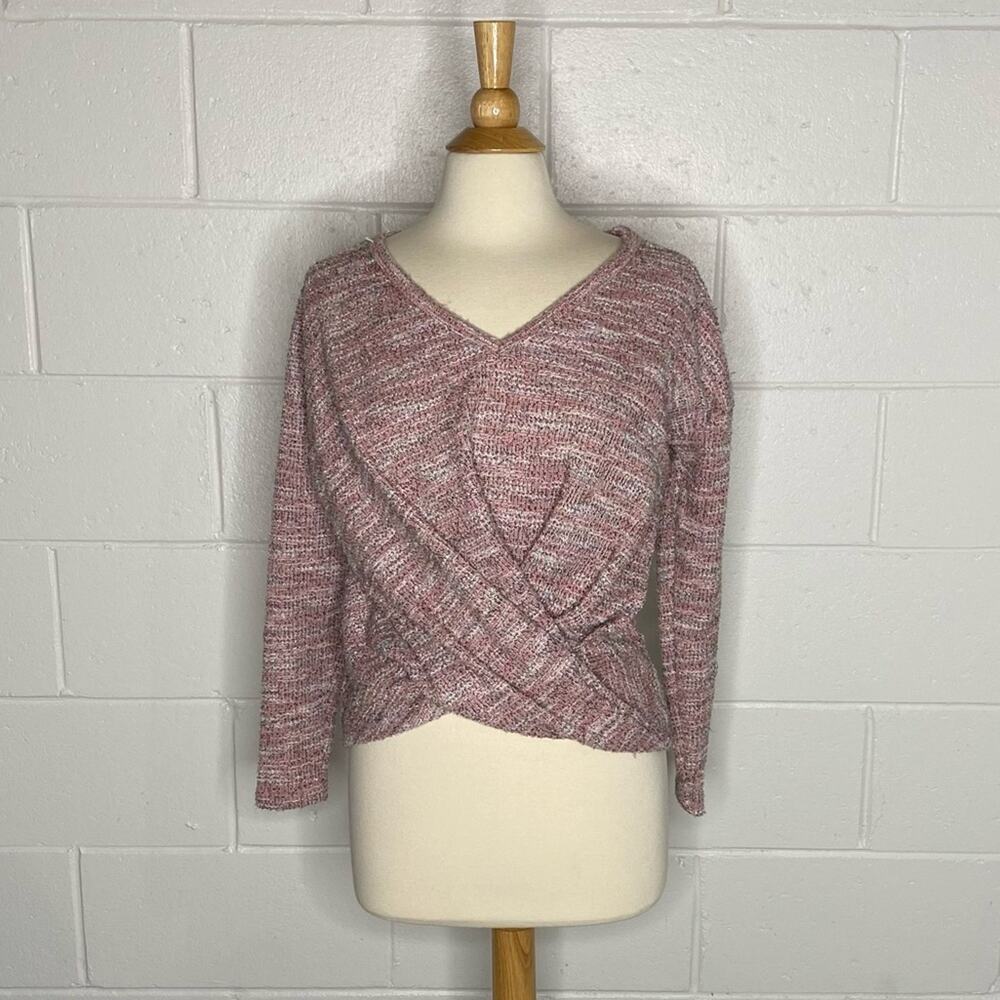 Loft Lou & Grey Criss Cross Slouchy Sweater Pink Grey Size XS Y18